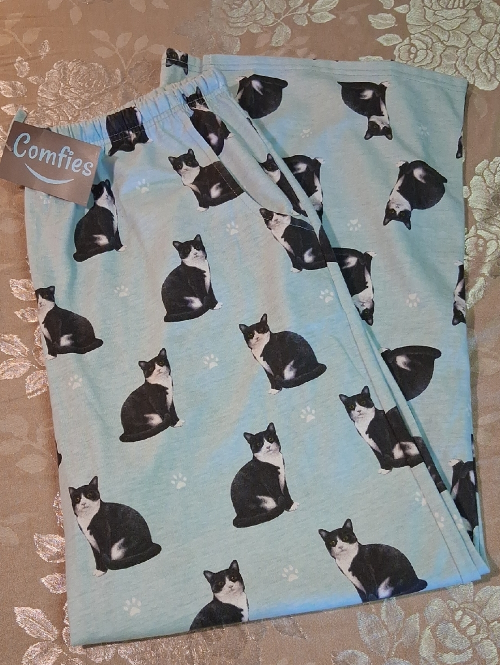 Women's XL Comfies Light Blue Cat Print Lounge Pants